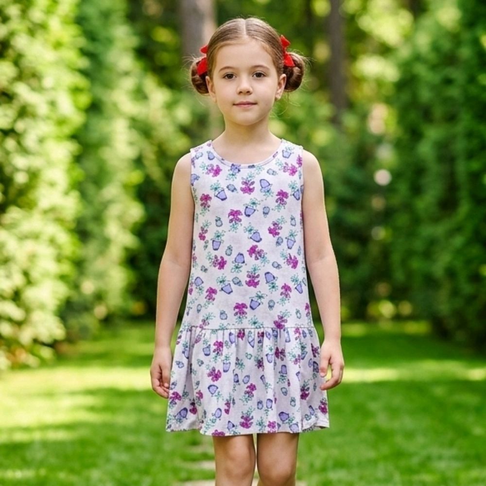 Dreamworks Trolls World Tour Girls Sleeveless Sundress Ruffled Summer Dress